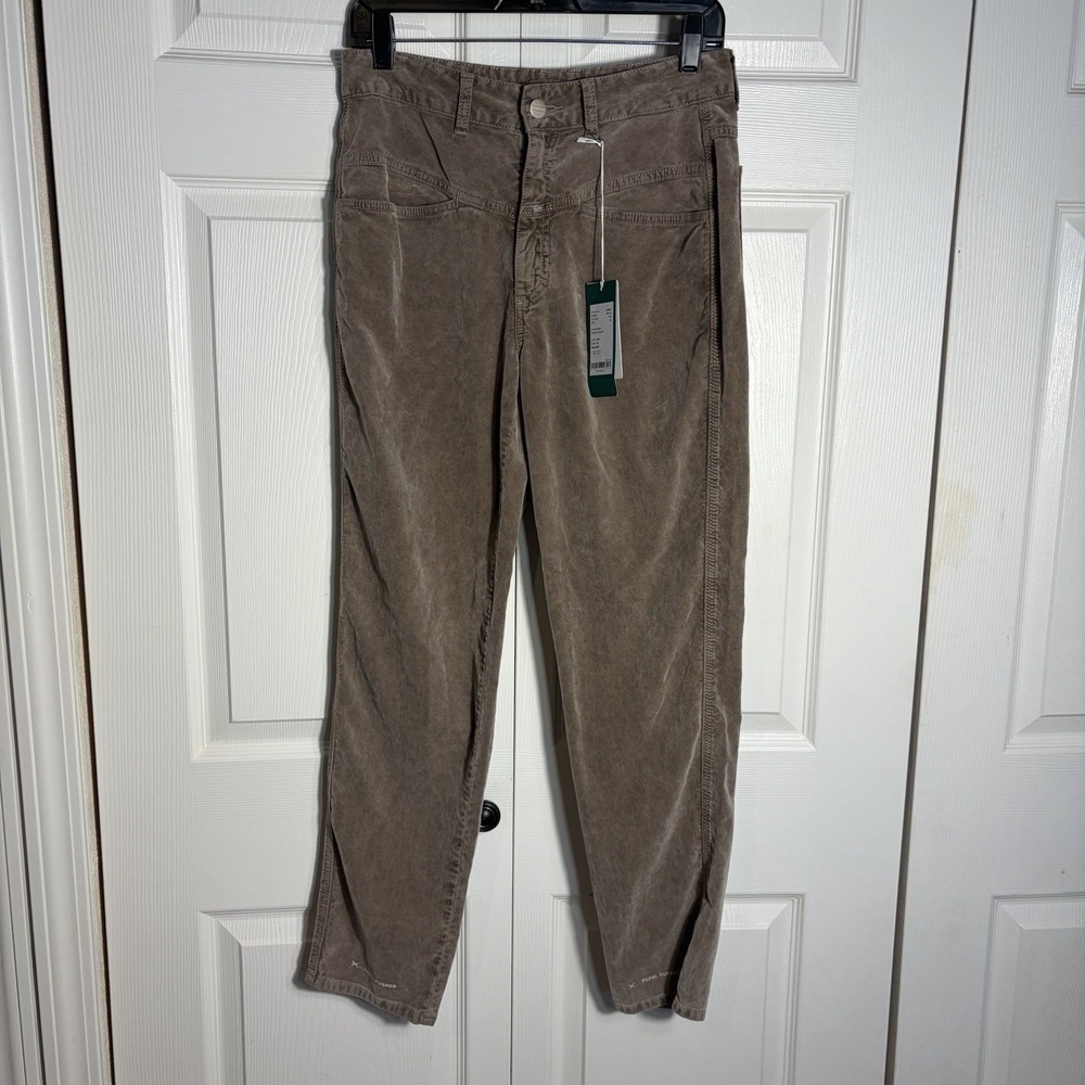 CLOSED Pedal Pusher Velvet Corduroy Pants Women 44 Taupe Brown Fine Wale Italy